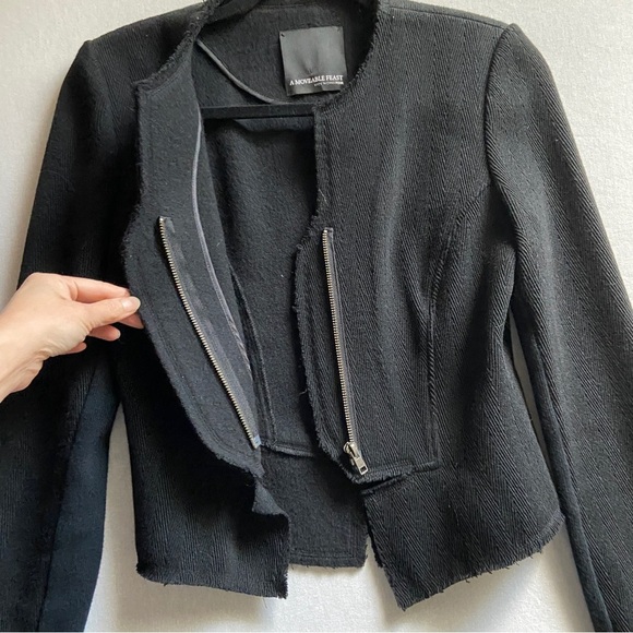 A Moveable Feast Aritzia zip up cropped blazer jacket Sz 4 - Picture 4 of 11
